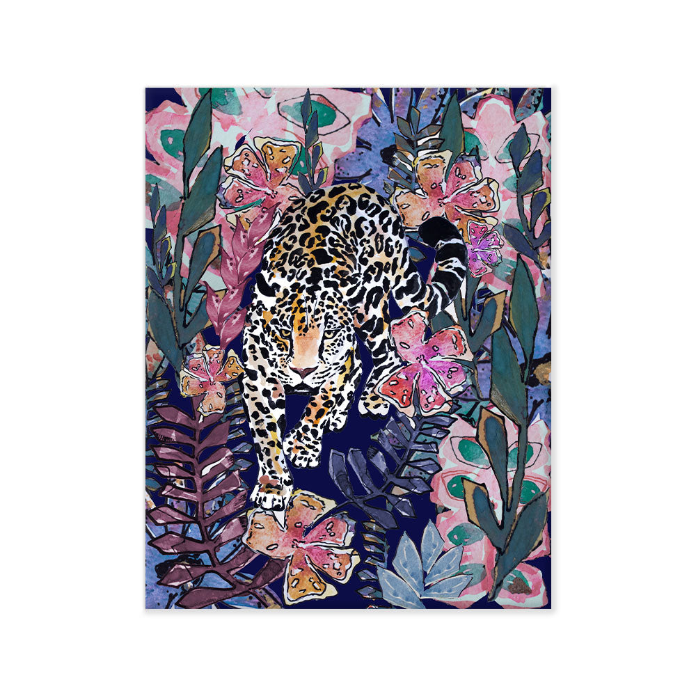 Leopardo flores canvas