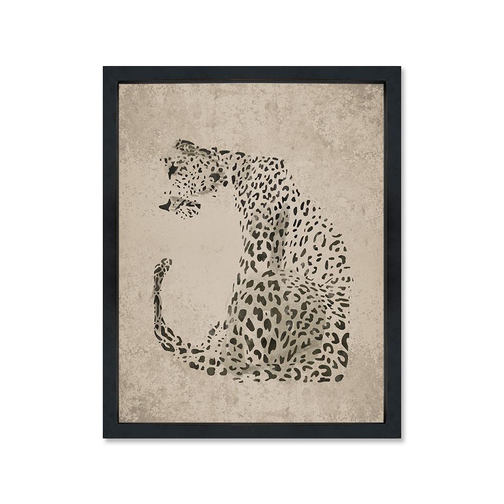 Leopardo gris canvas con marco