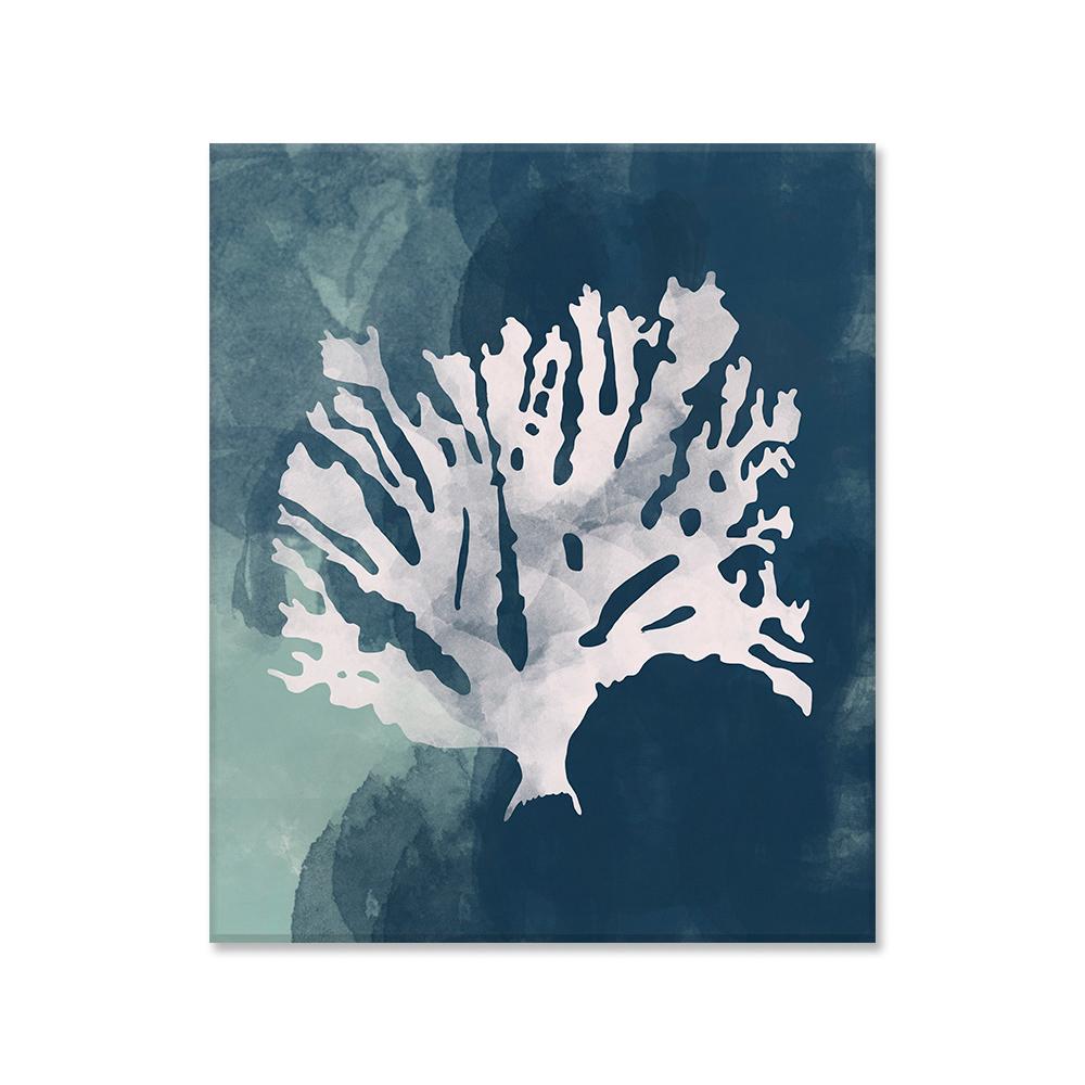Coral azul árbol canvas