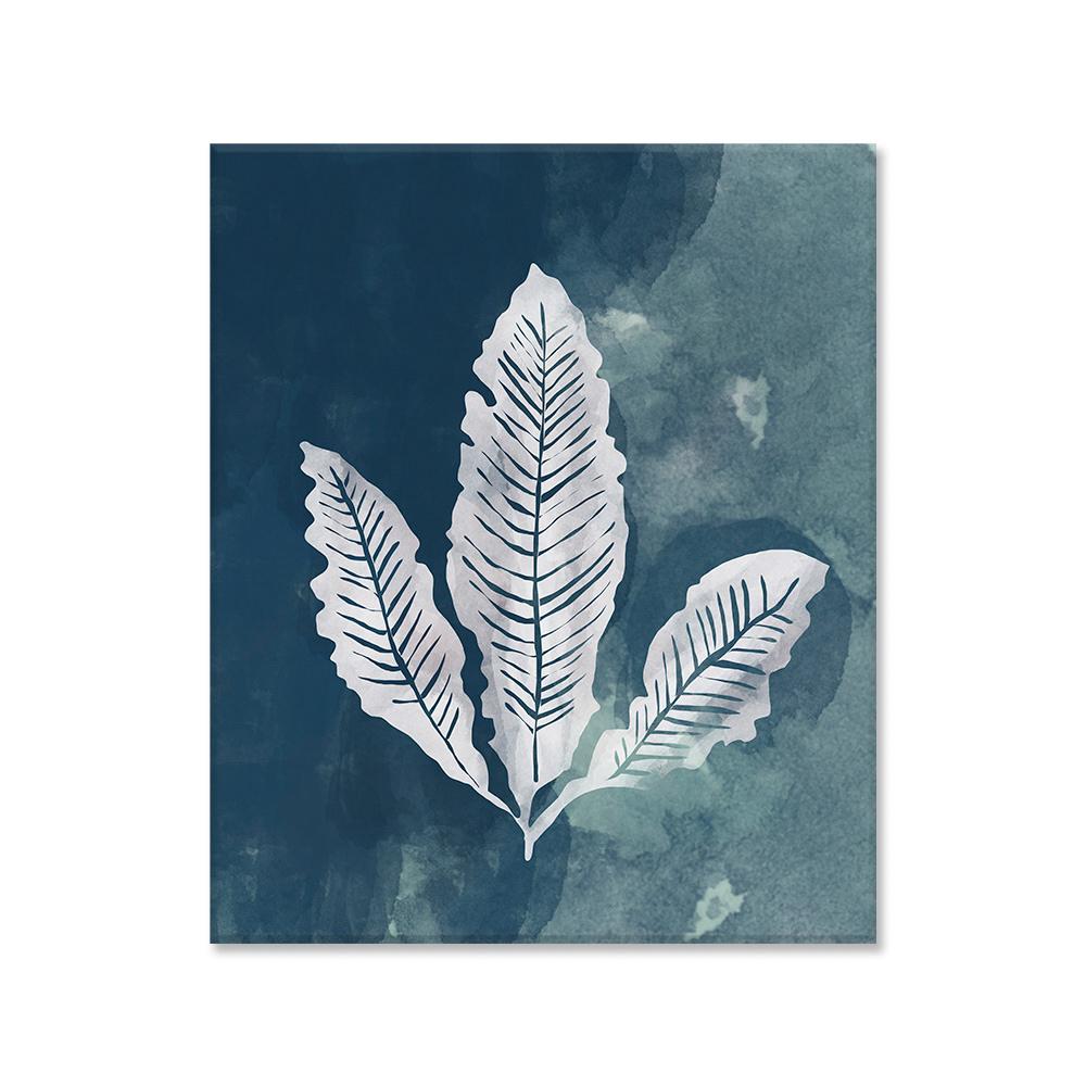 Coral azul hoja canvas