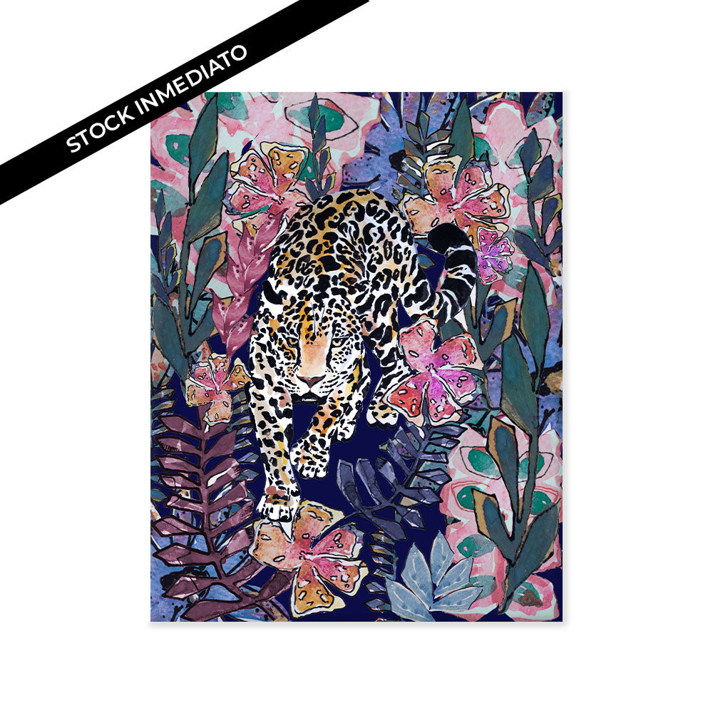 Leopardo Flores canvas