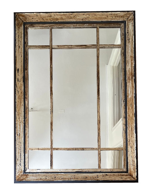 Espejo Ventana Negro/Dorado